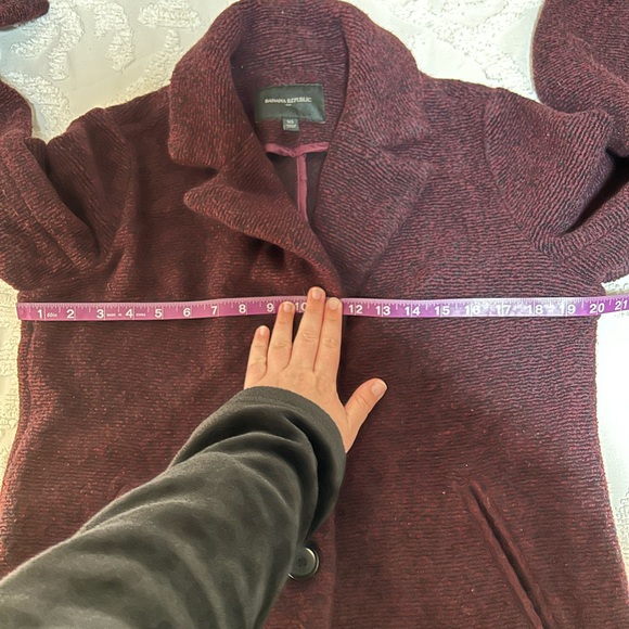 Banana Republic Wool Blend Overcoat Beetroot Burgundy Red heather tweed - Picture 8 of 12